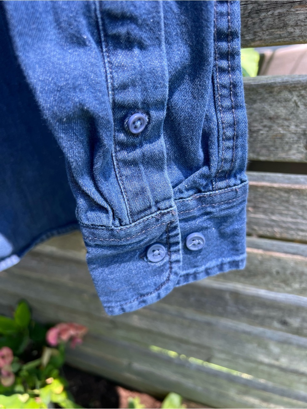 Dapper Boi - Any Gender Blue Denim Button-Up Shirt - Picture 2 of 5